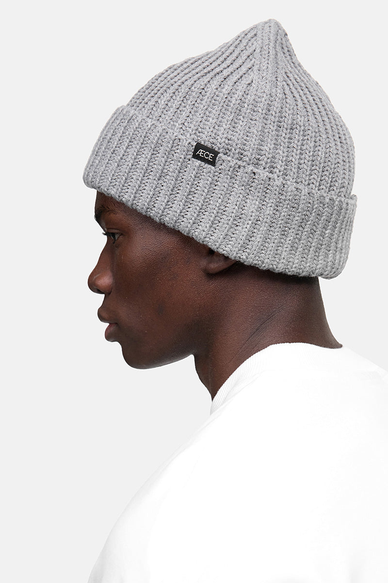 Rib Knit Beanie Heather Grey